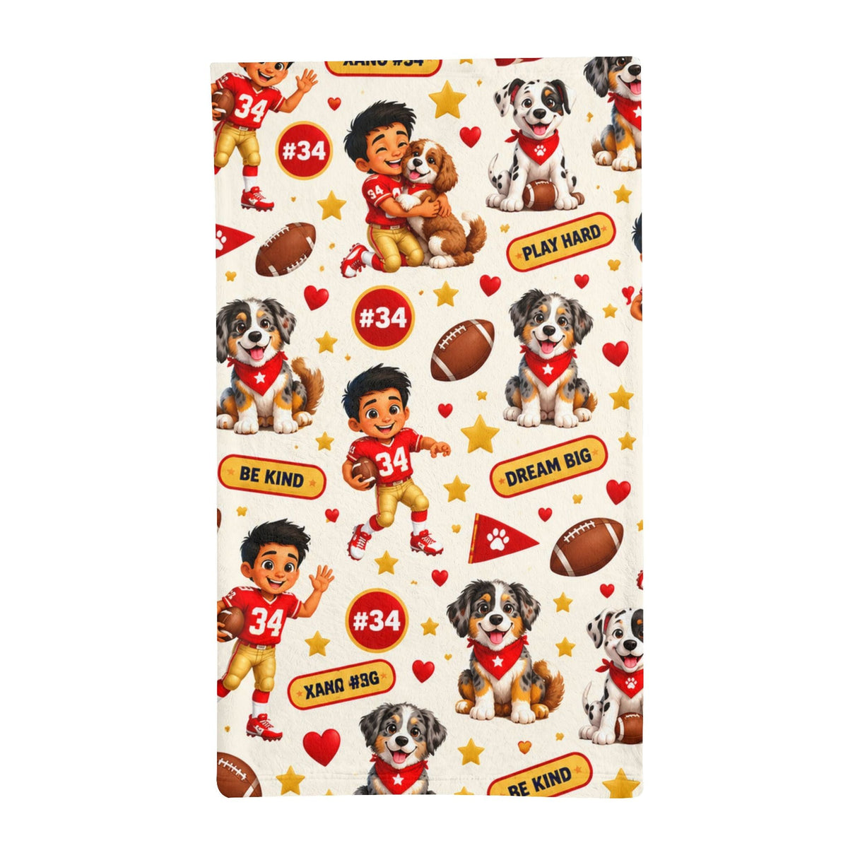 Minky Sleeping Bag – Football Player #34 and Dog Sports Print - Getmgirlzworld Shop