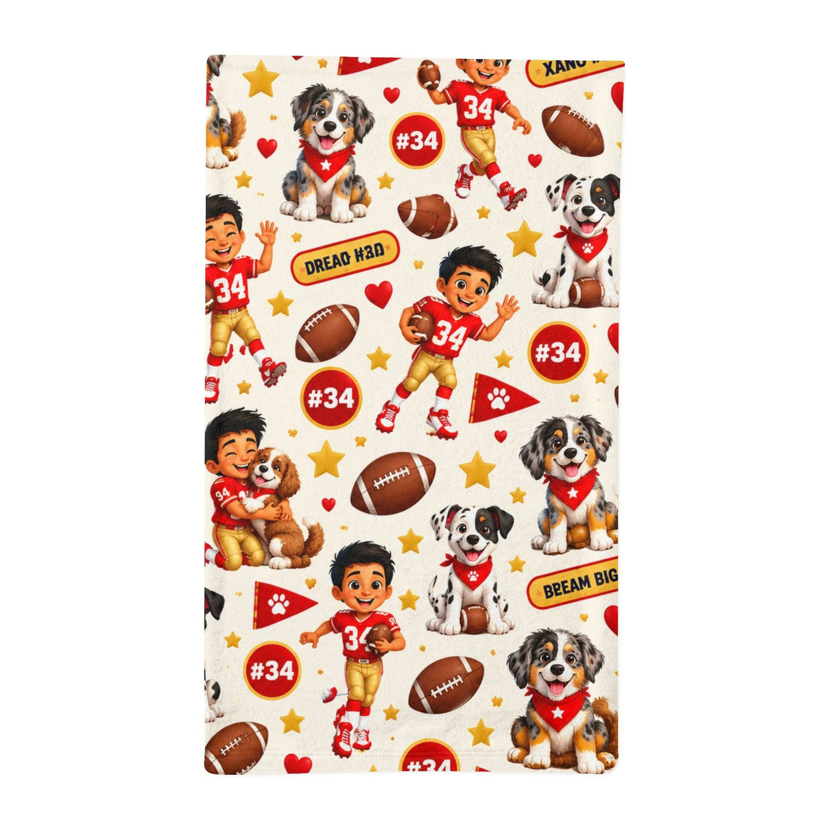 Minky Sleeping Bag – Football Player #34 and Dog Sports Print - Getmgirlzworld Shop