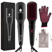 MiroPure Enhanced Hair Straightener Brush - Ionic, Anti-Scald Hot Comb for Silky Smooth Hair