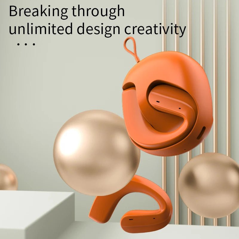 Orange Open OWS wireless Bluetooth earphones, ear-hanging, non-in-ear design.
