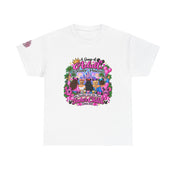 Park Vacation Tee — "A Group of Adults Discover Their Inner Child" Pink Castle