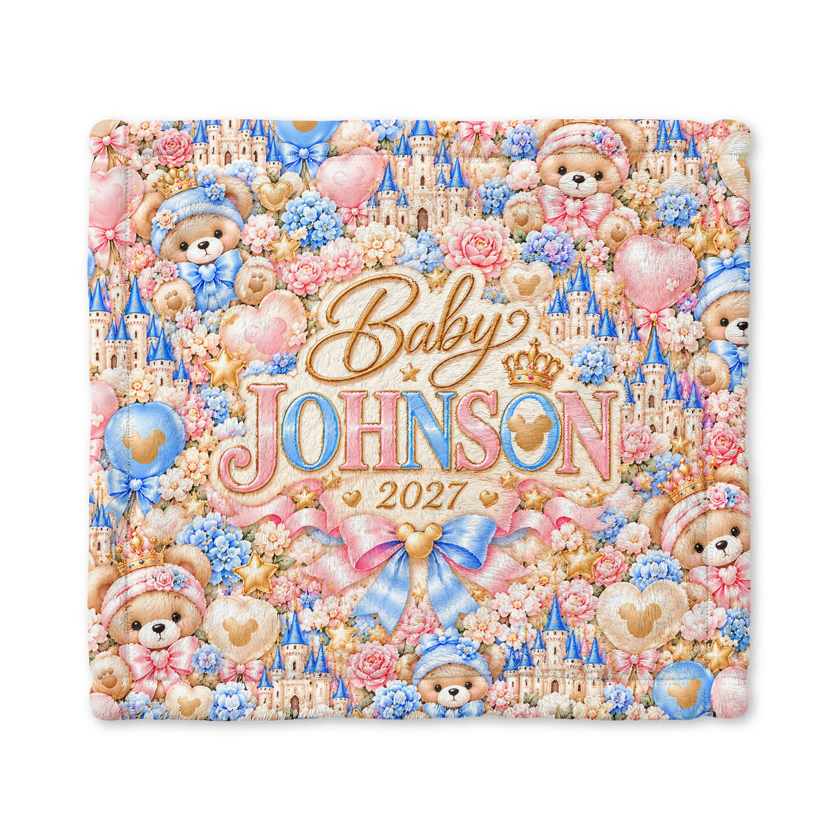Personalized Baby Boy Teddy Bear Lovey Blanket – Baby Johnson 2027 - Getmgirlzworld Shop