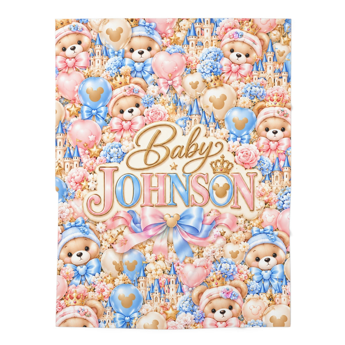 Personalized Baby Teddy Bear Castle Swaddle Blanket - Getmgirlzworld Shop