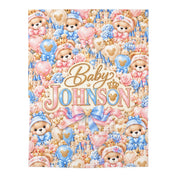 Personalized Baby Teddy Bear Castle Swaddle Blanket
