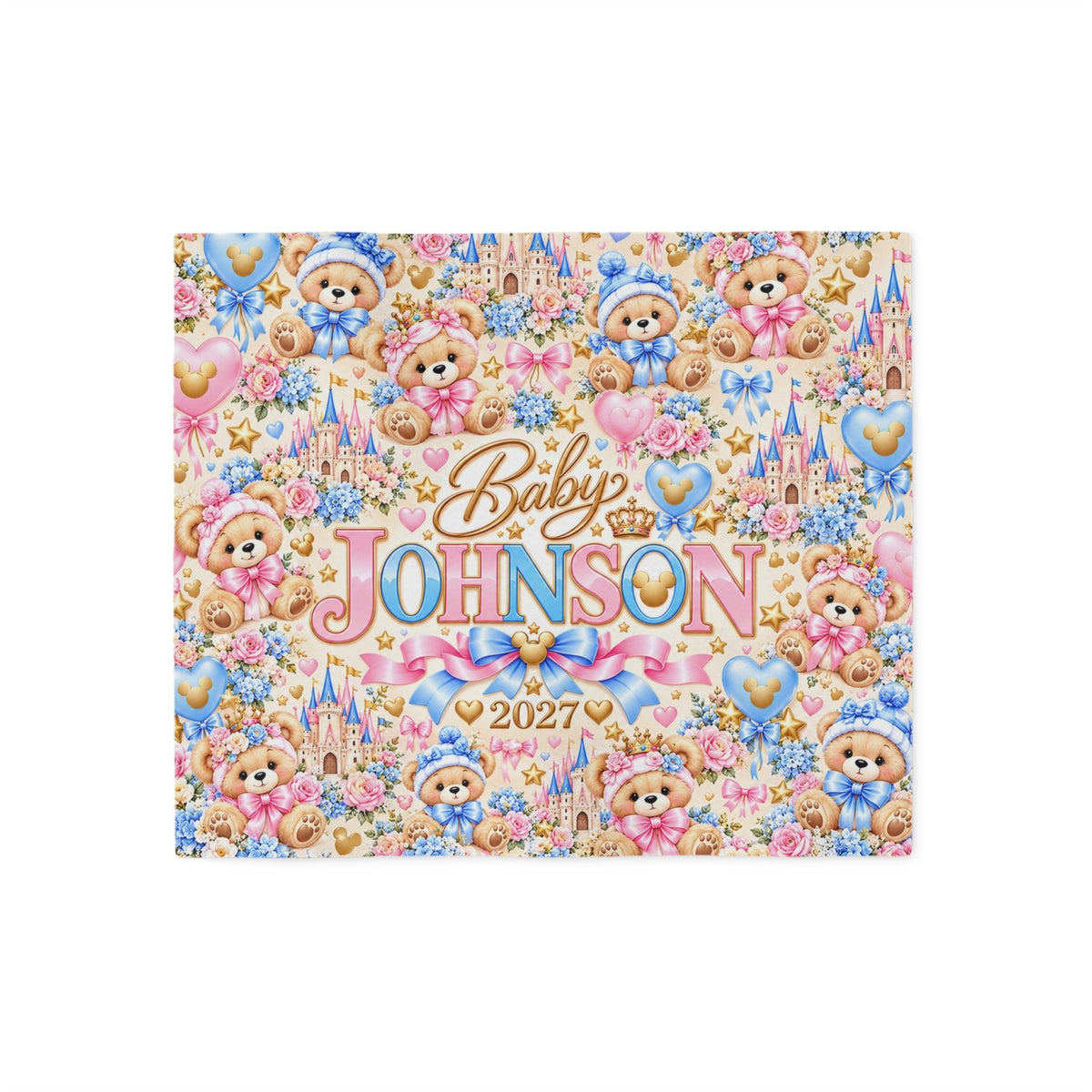Personalized Baby Teddy Bear Castle Sweatshirt Blanket - Getmgirlzworld Shop