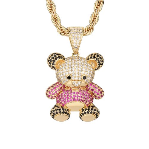 Personalized Hip Hop 14k Gold Plated Cute Teddy Bears Multiple Colors - Getmgirlzworld Shop