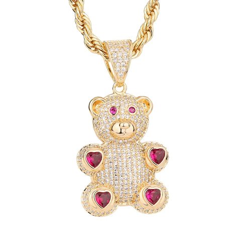 Personalized Hip Hop 14k Gold Plated Cute Teddy Bears Multiple Colors - Getmgirlzworld Shop