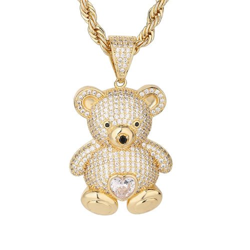 Personalized Hip Hop 14k Gold Plated Cute Teddy Bears Multiple Colors - Getmgirlzworld Shop