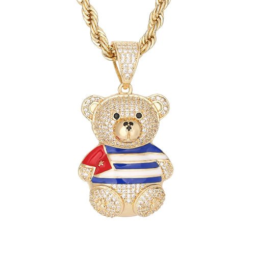 Personalized Hip Hop 14k Gold Plated Cute Teddy Bears Multiple Colors - Getmgirlzworld Shop