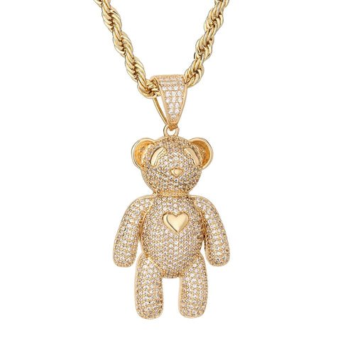 Personalized Hip Hop 14k Gold Plated Cute Teddy Bears Multiple Colors - Getmgirlzworld Shop