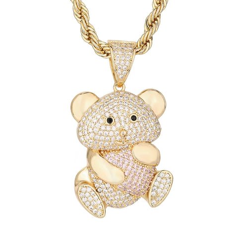 Personalized Hip Hop 14k Gold Plated Cute Teddy Bears Multiple Colors - Getmgirlzworld Shop