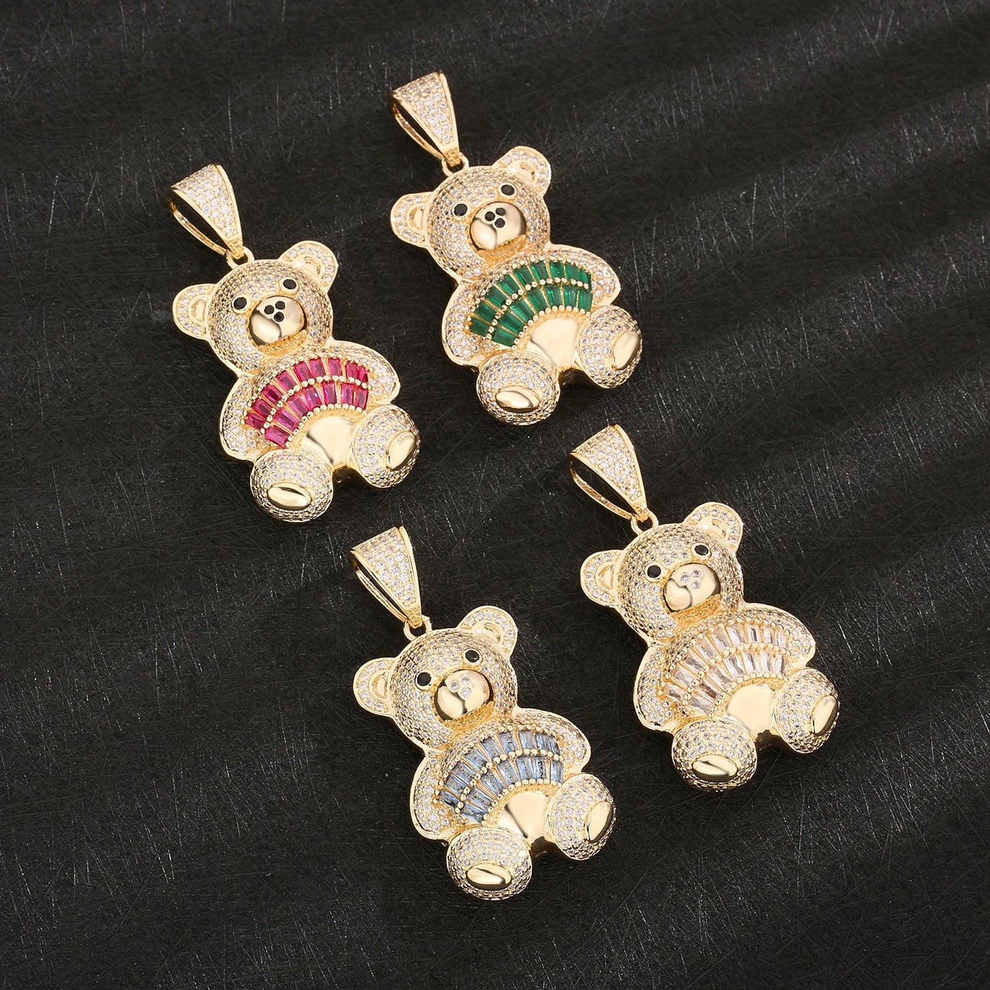 Personalized Hip Hop 14k Gold Plated Cute Teddy Bears Multiple Colors - Getmgirlzworld Shop