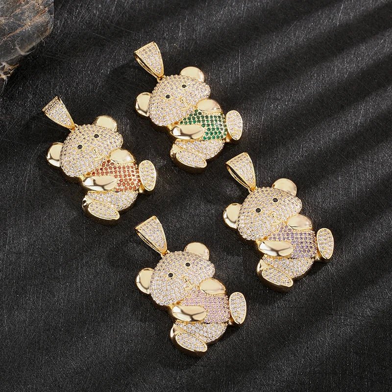 Personalized Hip Hop 14k Gold Plated Cute Teddy Bears Multiple Colors - Getmgirlzworld Shop