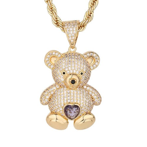 Personalized Hip Hop 14k Gold Plated Cute Teddy Bears Multiple Colors - Getmgirlzworld Shop