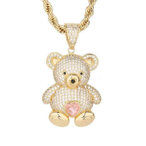 Personalized Hip Hop 14k Gold Plated Cute Teddy Bears Multiple Colors - Getmgirlzworld Shop