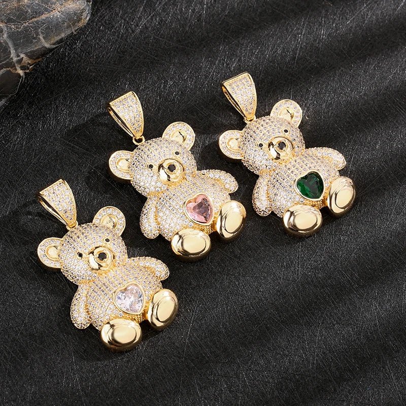 Personalized Hip Hop 14k Gold Plated Cute Teddy Bears Multiple Colors - Getmgirlzworld Shop