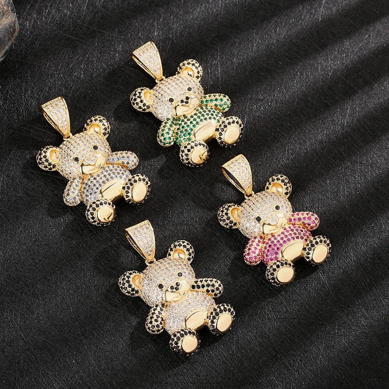 Personalized Hip Hop 14k Gold Plated Cute Teddy Bears Multiple Colors - Getmgirlzworld Shop