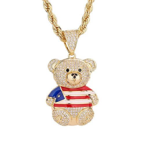 Personalized Hip Hop 14k Gold Plated Cute Teddy Bears Multiple Colors - Getmgirlzworld Shop