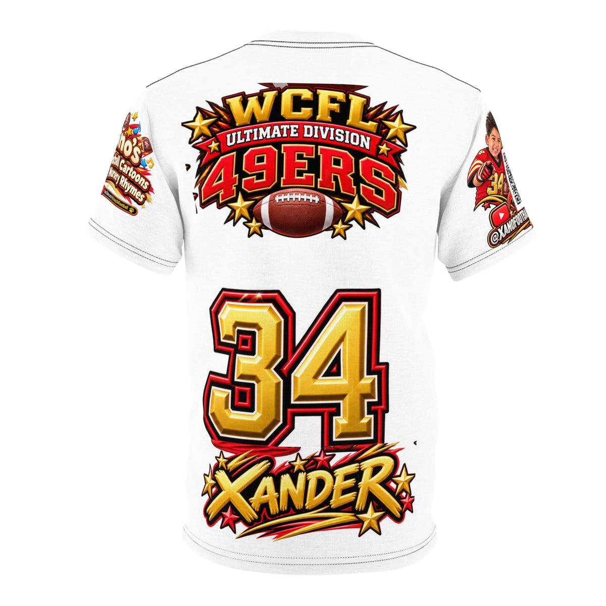 Personalized Kids Football Jersey Adult Tee – Xander Name & Number 34 - Getmgirlzworld Shop