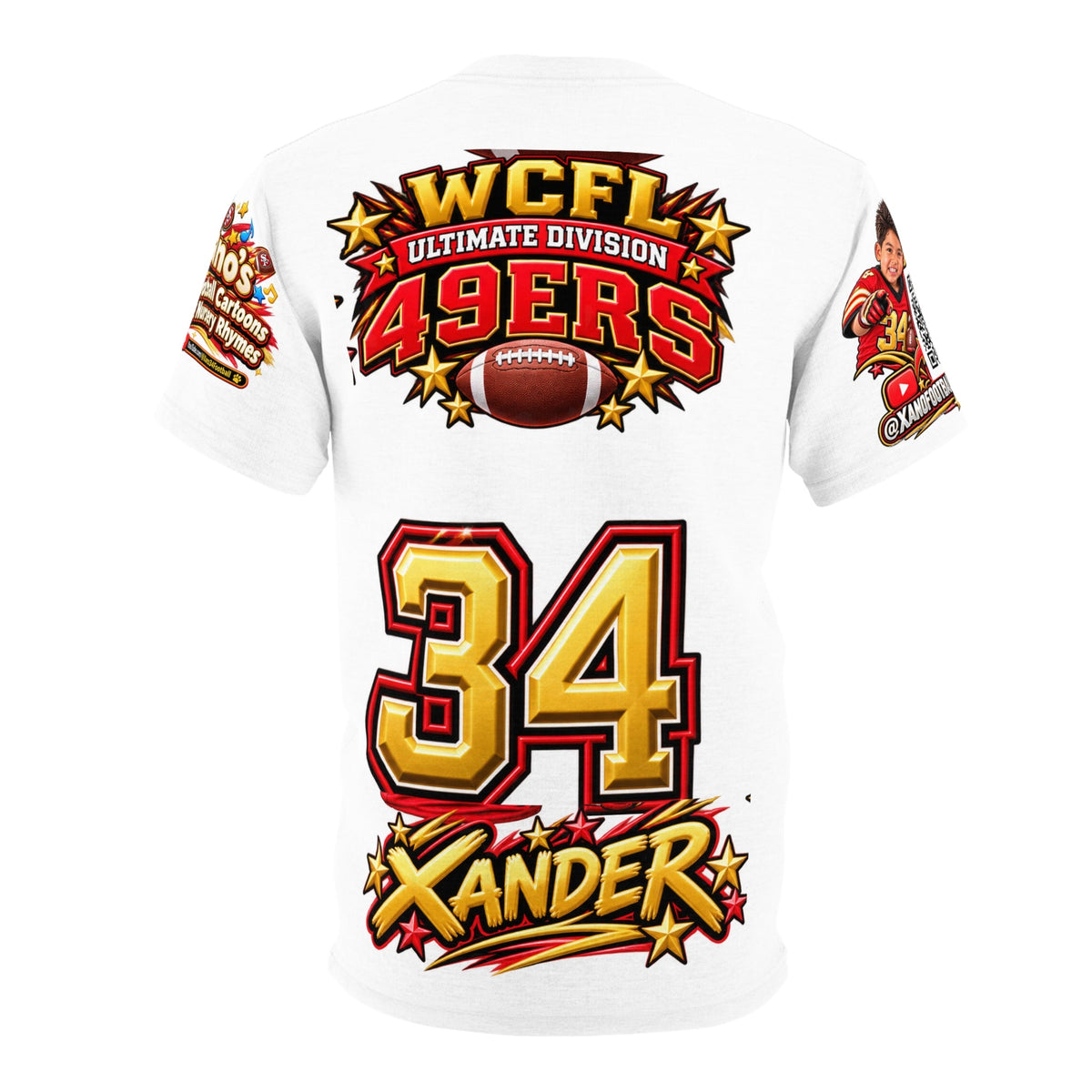 Personalized Kids Football Jersey Adult Tee – Xander Name & Number 34 - Getmgirlzworld Shop