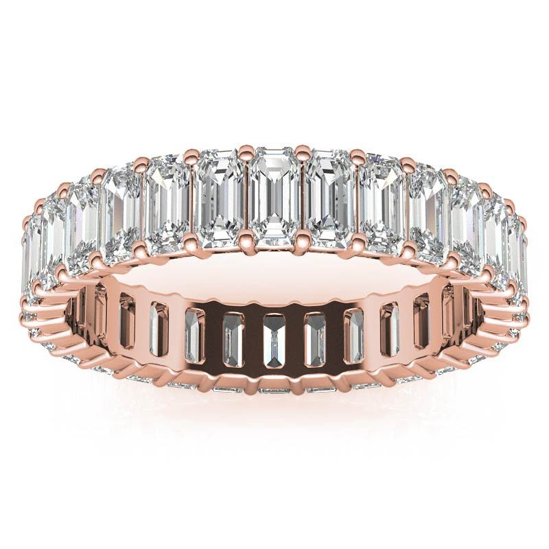 Rose Gold Moissanite Emerald Shape Band – LR00118 - Getmgirlzworld Shop