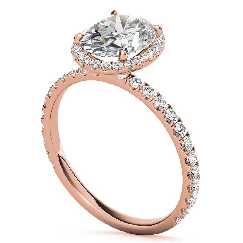 Rose Gold Moissanite Oval Shape Halo Ring – LR00392 - Getmgirlzworld Shop