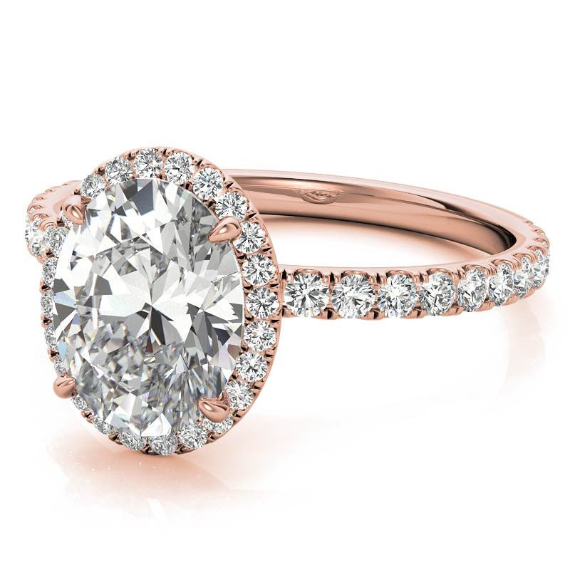 Rose Gold Moissanite Oval Shape Halo Ring – LR00392 - Getmgirlzworld Shop