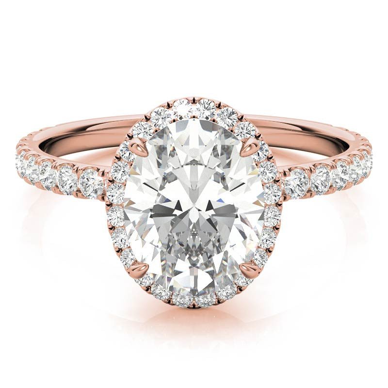 Rose Gold Moissanite Oval Shape Halo Ring – LR00392 - Getmgirlzworld Shop