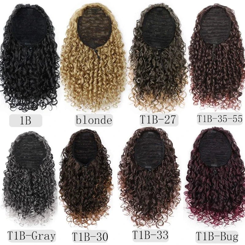 Short Afro Curly Drawstring Ponytail Extensions 14 Inch Kinky Curly - Getmgirlzworld Shop