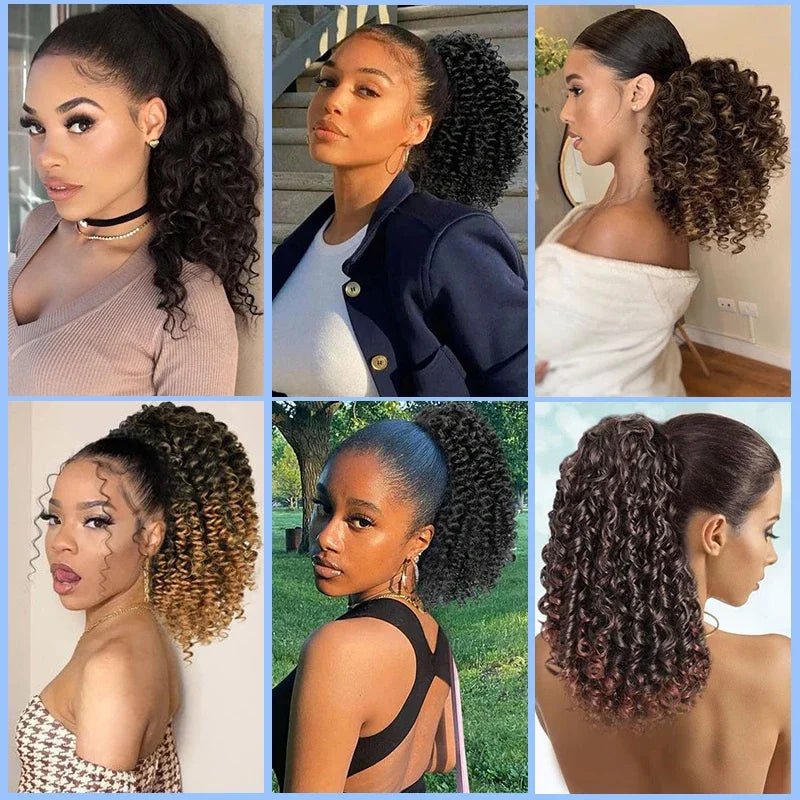 Short Afro Curly Drawstring Ponytail Extensions 14 Inch Kinky Curly - Getmgirlzworld Shop