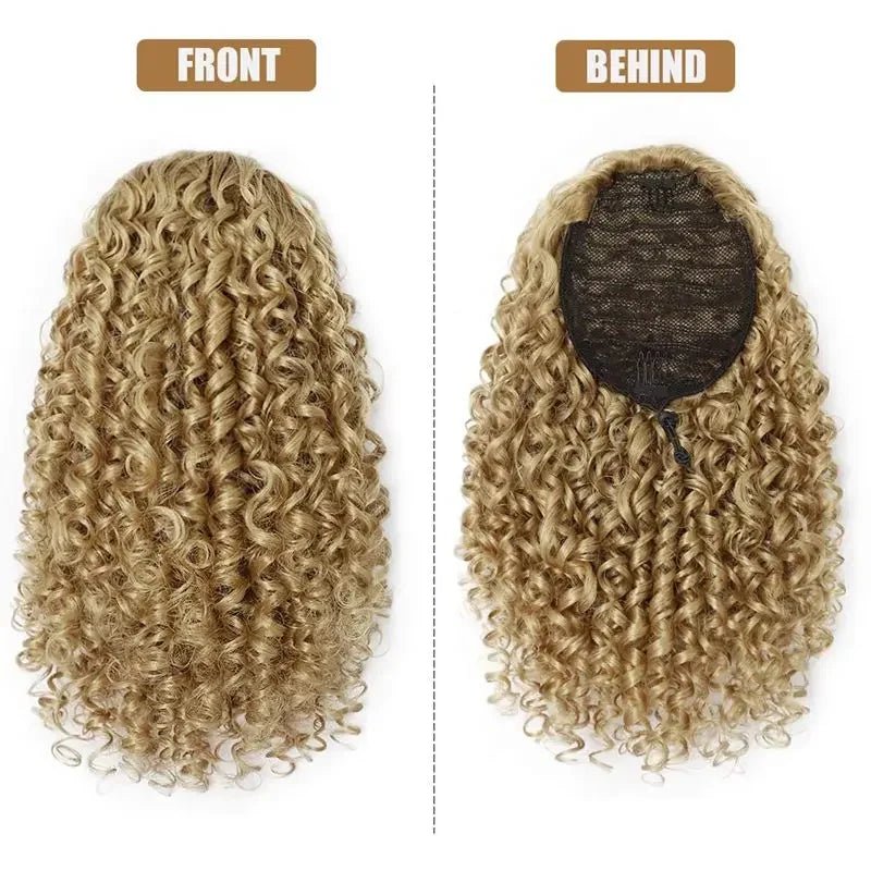 Short Afro Curly Drawstring Ponytail Extensions 14 Inch Kinky Curly - Getmgirlzworld Shop