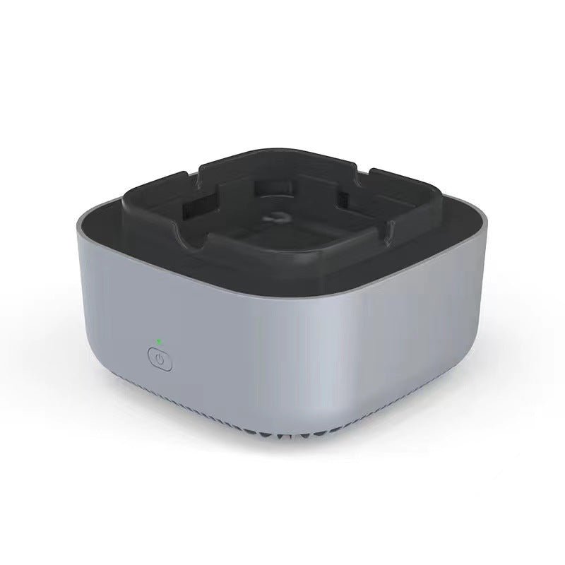 Portable smoke-removing ashtray with air purification feature and anion purification in silver.