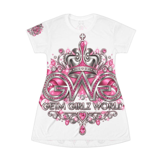 T-Shirt Dress — Glam Pink "Getm Girlz World" AOP Tunic - Getmgirlzworld Shop