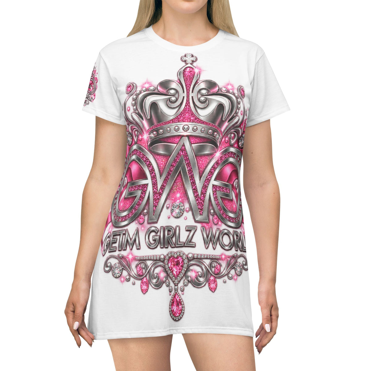 T-Shirt Dress — Glam Pink "Getm Girlz World" AOP Tunic - Getmgirlzworld Shop