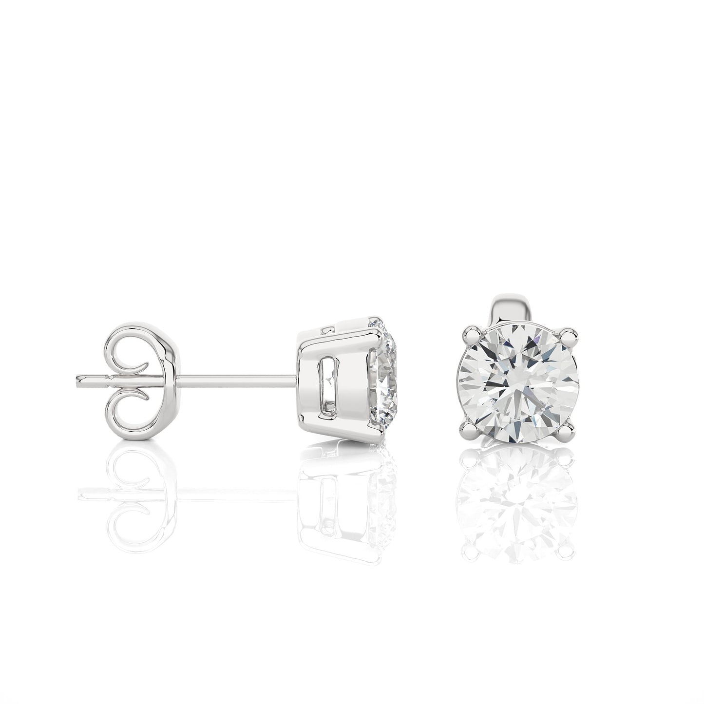 White Gold Moissanite Round Shape Earring – WE0094 - Getmgirlzworld Shop