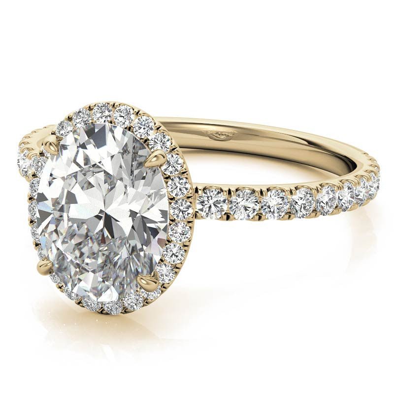 Yellow Gold Moissanite Oval Shape Halo Ring – LR00392 - Getmgirlzworld Shop