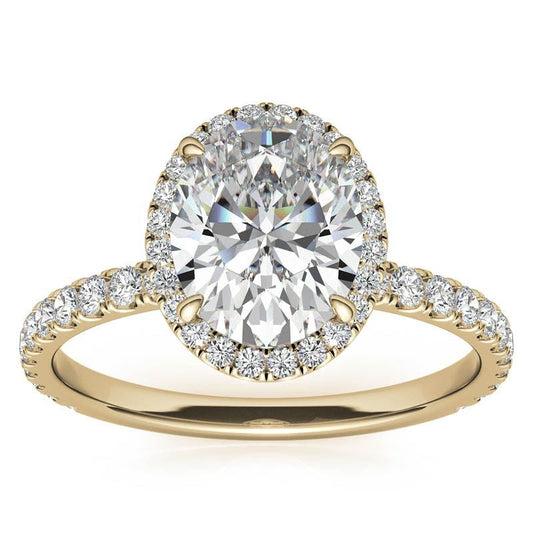 Yellow Gold Moissanite Oval Shape Halo Ring – LR00392 - Getmgirlzworld Shop