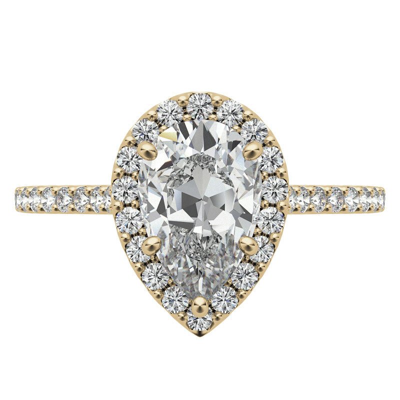 Yellow Gold Pear Shape Moissanite Ring – 00560 - Getmgirlzworld Shop