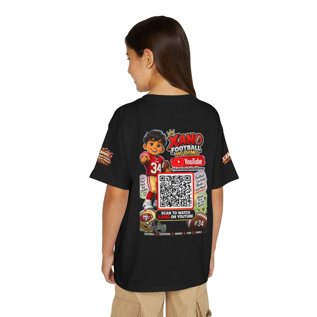 Youth Football QR Code T-Shirt — Xano Football & Rhymes YouTube Promo - Getmgirlzworld Shop