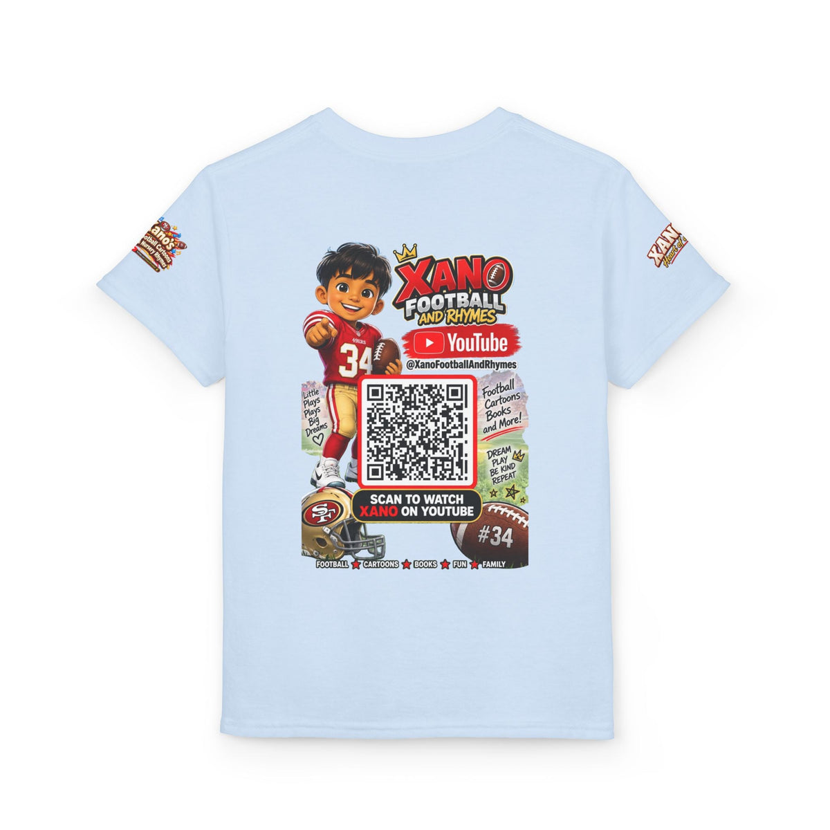 Youth Football QR Code T-Shirt — Xano Football & Rhymes YouTube Promo - Getmgirlzworld Shop