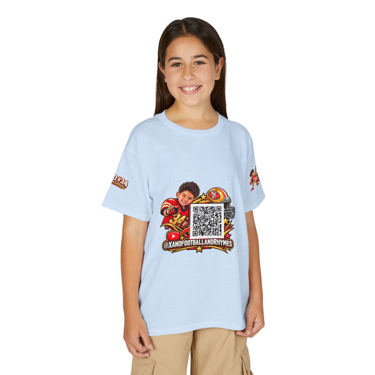 Youth Football QR Code T-Shirt — Xano Football & Rhymes YouTube Promo - Getmgirlzworld Shop
