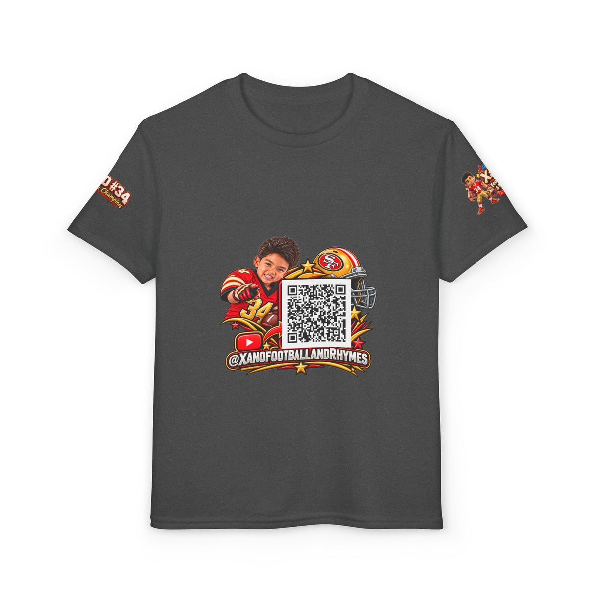 Youth Football QR Code T-Shirt — Xano Football & Rhymes YouTube Promo - Getmgirlzworld Shop