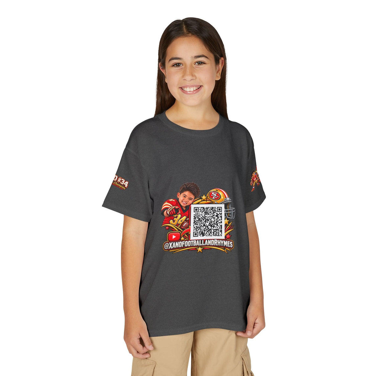 Youth Football QR Code T-Shirt — Xano Football & Rhymes YouTube Promo - Getmgirlzworld Shop