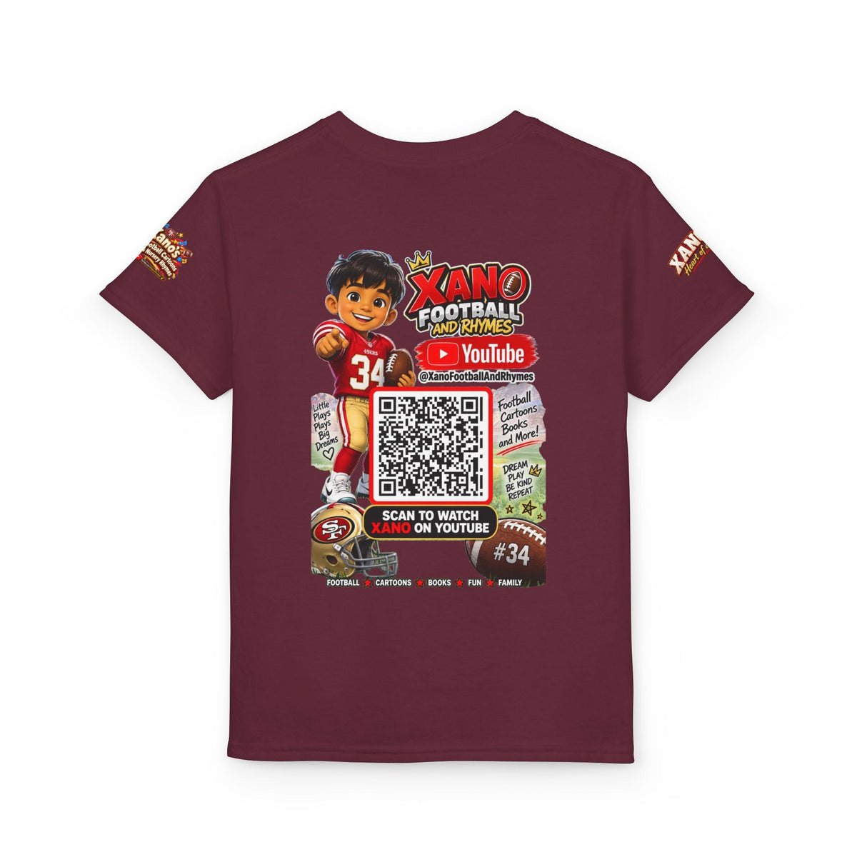 Youth Football QR Code T-Shirt — Xano Football & Rhymes YouTube Promo - Getmgirlzworld Shop