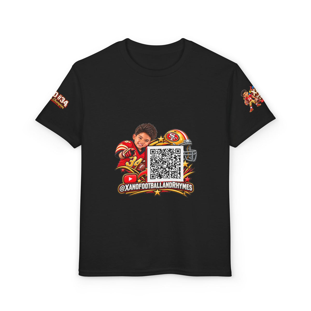Youth Football QR Code T-Shirt — Xano Football & Rhymes YouTube Promo - Getmgirlzworld Shop