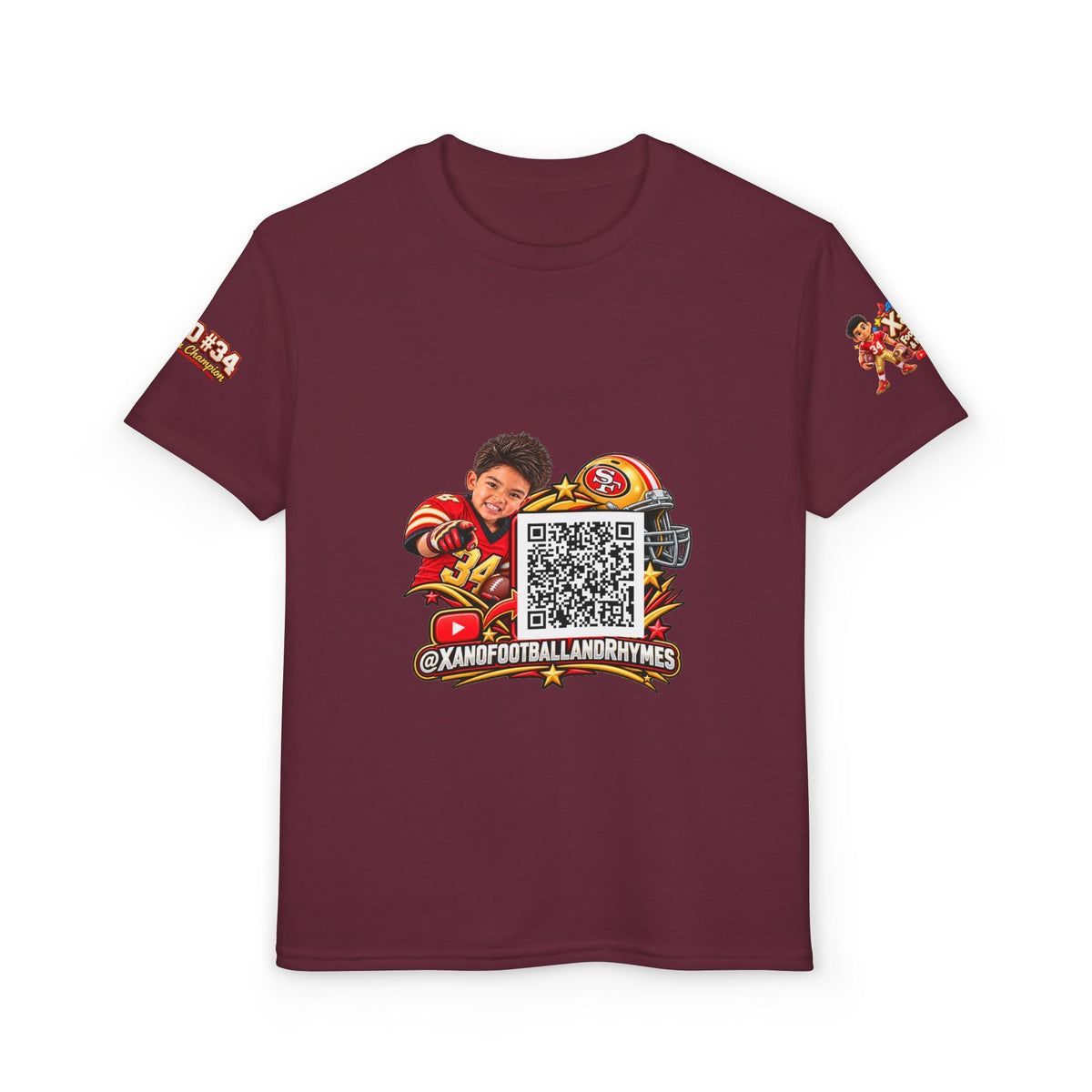 Youth Football QR Code T-Shirt — Xano Football & Rhymes YouTube Promo - Getmgirlzworld Shop
