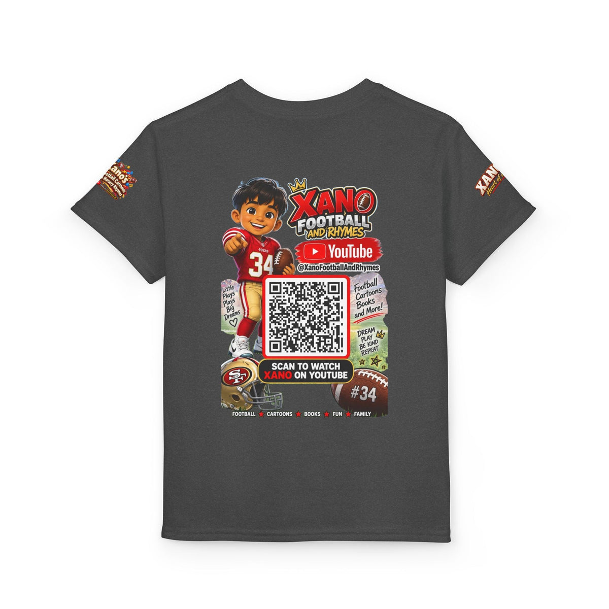 Youth Football QR Code T-Shirt — Xano Football & Rhymes YouTube Promo - Getmgirlzworld Shop