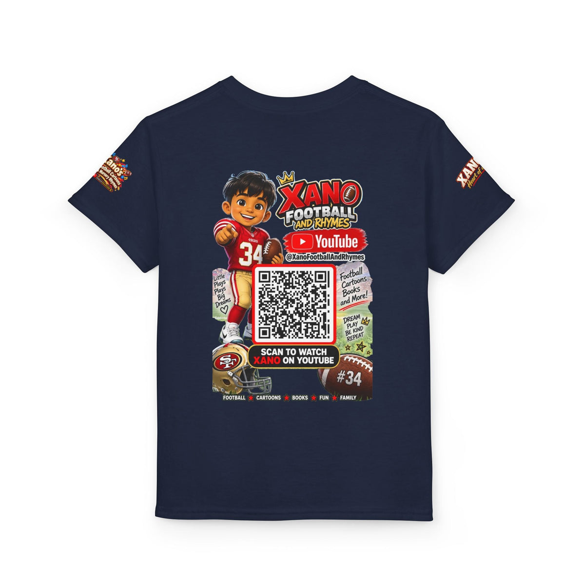 Youth Football QR Code T-Shirt — Xano Football & Rhymes YouTube Promo - Getmgirlzworld Shop
