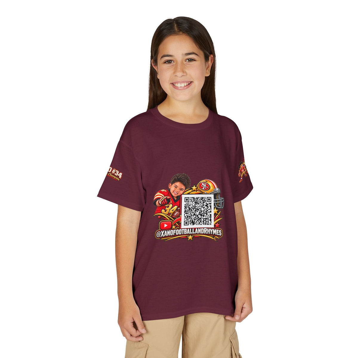 Youth Football QR Code T-Shirt — Xano Football & Rhymes YouTube Promo - Getmgirlzworld Shop