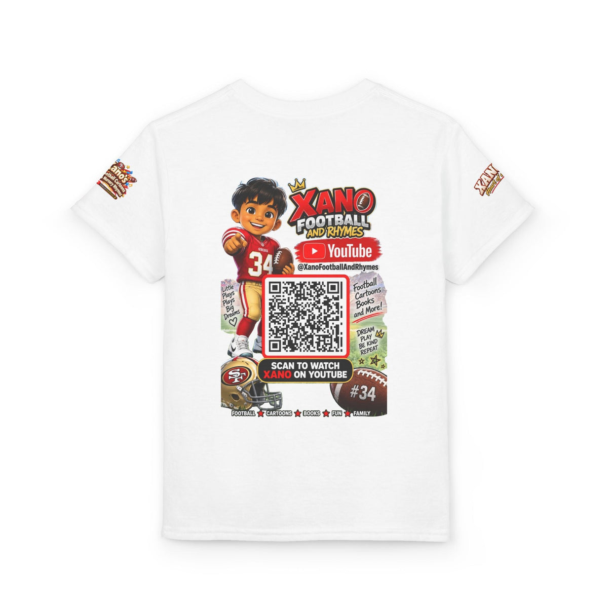 Youth Football QR Code T-Shirt — Xano Football & Rhymes YouTube Promo - Getmgirlzworld Shop